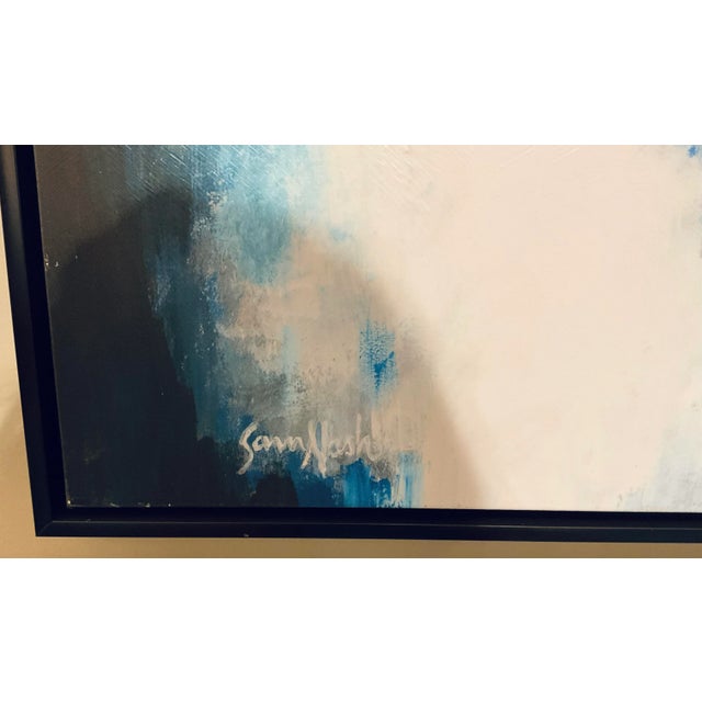 2020s Modern Parisian Saint Germain Des Pres Impressionistic Blue Cityscape Giclee on Canvas For Sale - Image 5 of 5