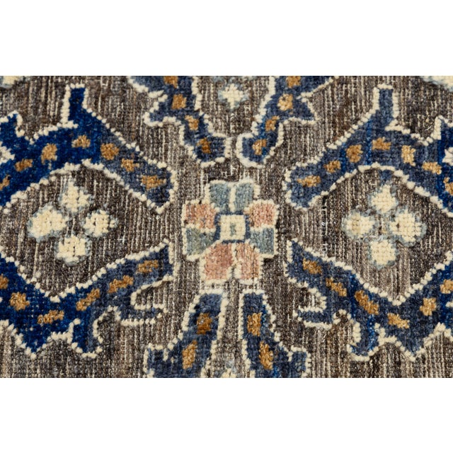 2010s Modern Tulu Style Wool Area Rug – Geometric Tribal Motif in Earthy Brown & Cream For Sale - Image 5 of 11