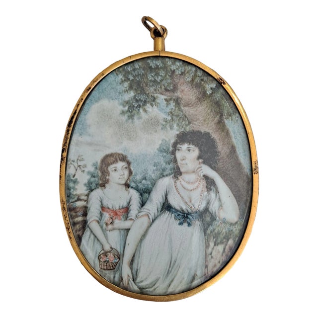 18th-19th Century Portrait Miniature of Mother and Child For Sale