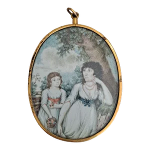 18th-19th Century Portrait Miniature of Mother and Child