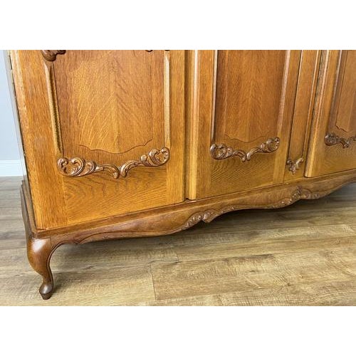 Vintage French Louis XVI Style Carved 4-Door Armoire For Sale - Image 6 of 15