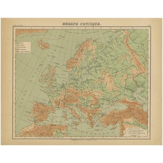 Antique French Map of Europe by Hachette, 1883 For Sale