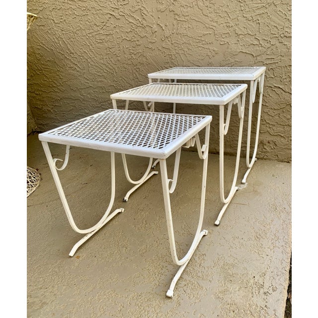 Vintage Salterini Style Wrought Iron Patio Nesting Tables - Set of 3 ...