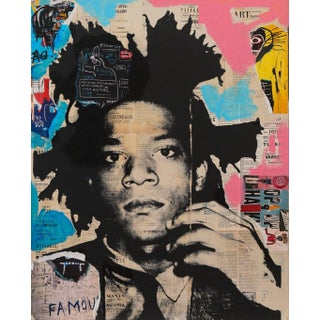 Basquiat Collage Painting by Dane Shue For Sale