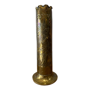 Vintage English Brass Trench Art Brass Vase