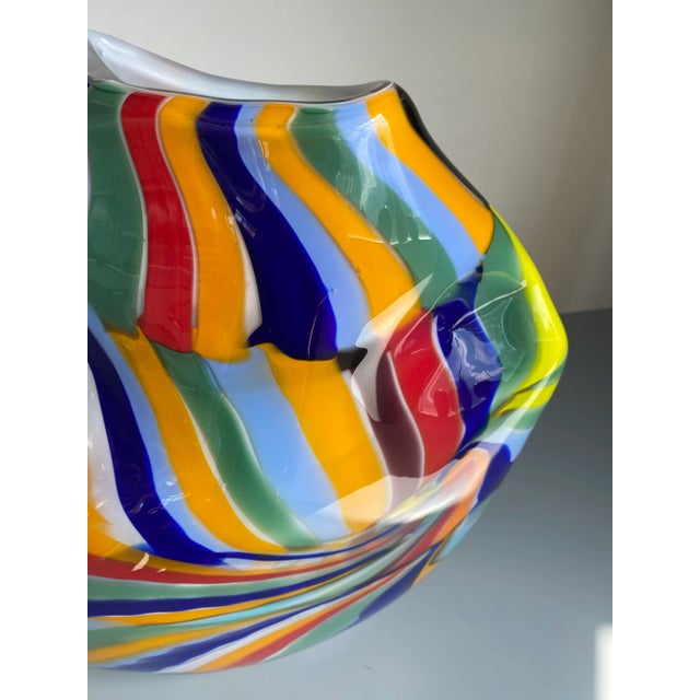Italian Contemporary Abstract Oval Vase in Murano Glass For Sale - Image 3 of 6