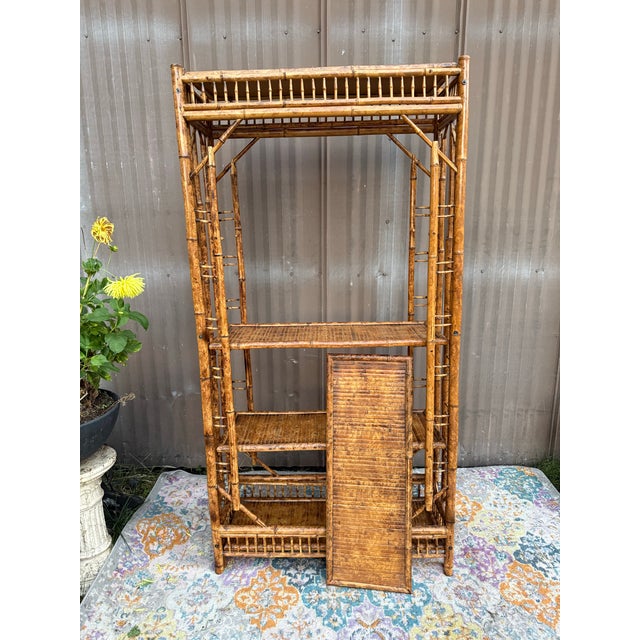 Vintage Brighton Pavilion Style Bamboo Etagere Shelving For Sale In Portland, OR - Image 6 of 8