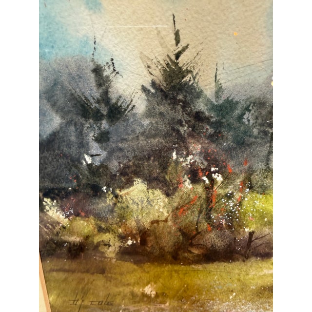 Original Watercolor Landscape Painting, Framed For Sale - Image 11 of 12