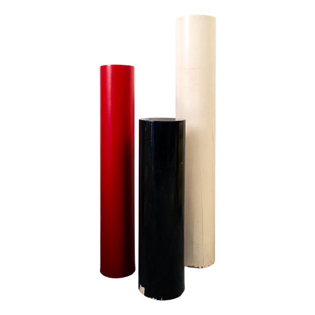 Vintage Italian Three Wooden Columns, 1960s, Set of 3 For Sale