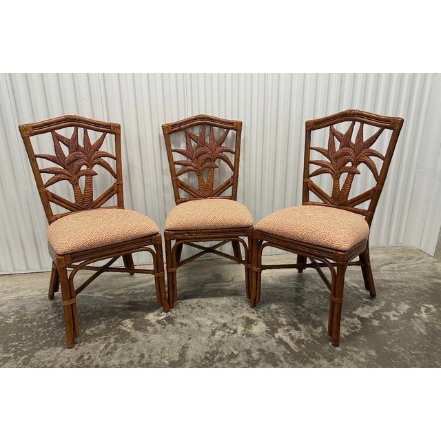 American Vintage Tropical Style Bamboo & Wicker Chairs - Set of 6 For Sale - Image 3 of 7