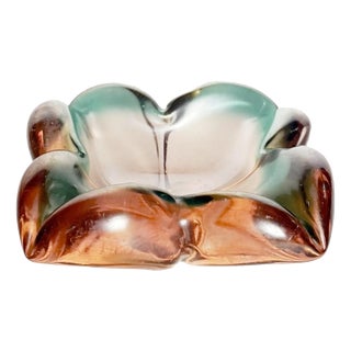 Flower-Shaped Colored Glass Ashtray, Italy, 1960s For Sale