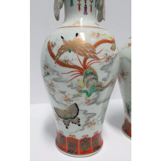 Black and White Art Deco Japanese Kutani Porcelain Vases, Pair For Sale In New York - Image 6 of 11