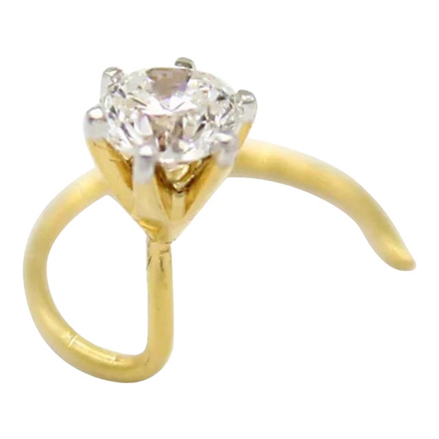 20 Point Natural Diamond Solitaire 14k Gold Wedding Nose Piercing Stud Ring Pin For Sale