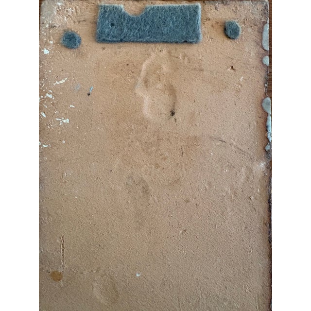Vintage Figural Triptych Tile Plaques | Primitive Warrior Motif, Hand-Rendered, Signed For Sale - Image 10 of 10