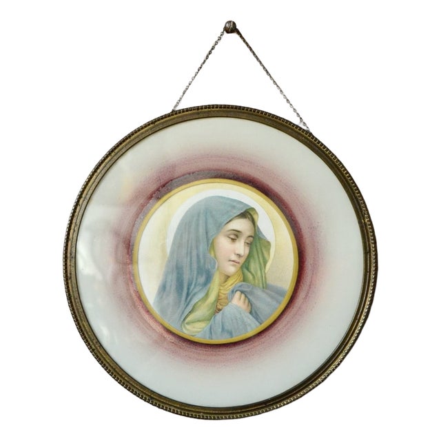 Virgin Mary, 1940s, Chromolithograph, Framed For Sale