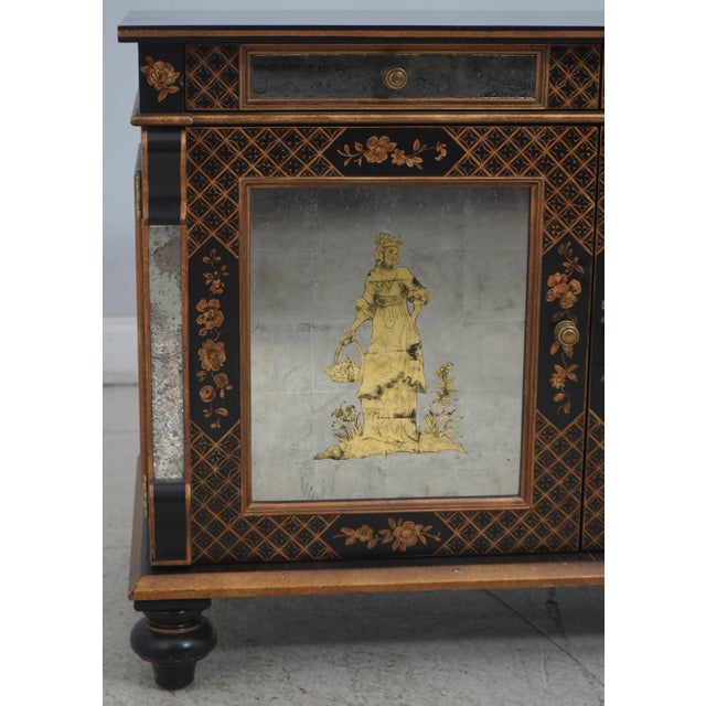 Vintage Chinoiserie Decorator Eglomise 2 Door Cabinet For Sale In Philadelphia - Image 6 of 12