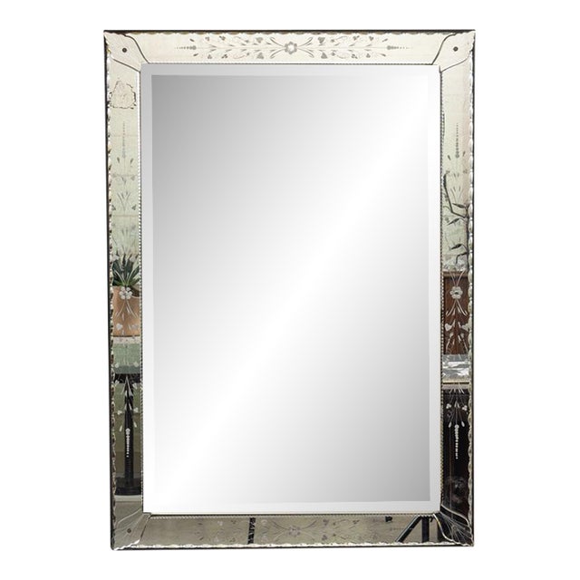1930s French Venetian Etched Mirror For Sale