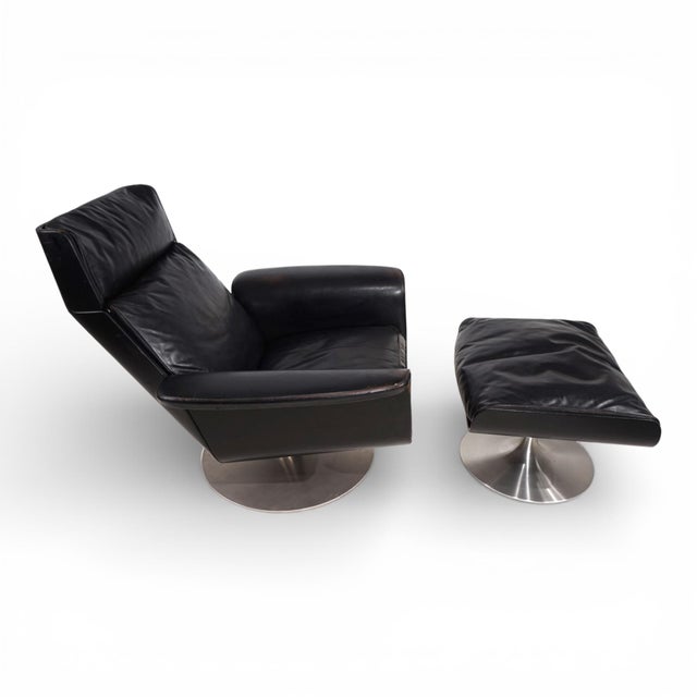 Set of Siesta 62 Leather Lounge Chair and Ottoman by Jacques Brule for Kaufeld, 1960 For Sale - Image 18 of 18