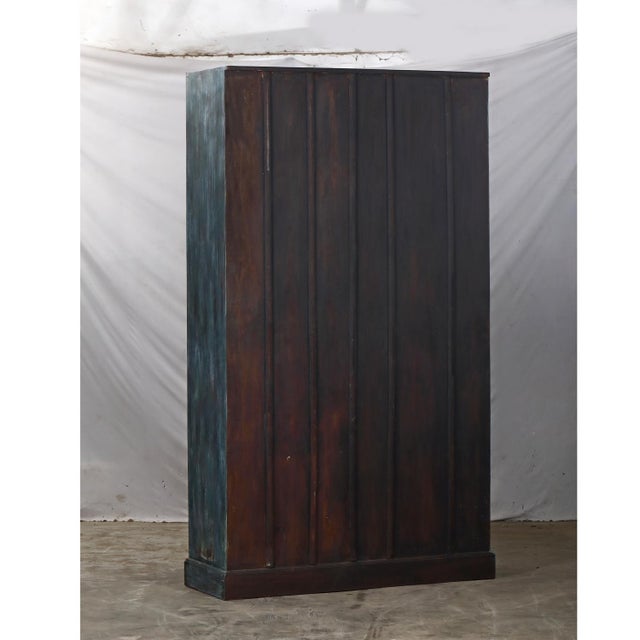 Wood Armoire Constructed From Antique Indian Painted Teakwood Doors, Its Facade and Reclaimed Elements For Sale - Image 7 of 7