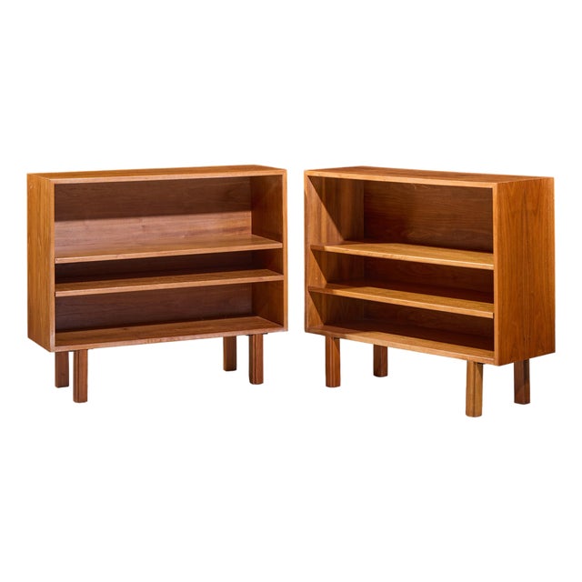 Jens Risom Mid Century Walnut Book Case - Pair For Sale