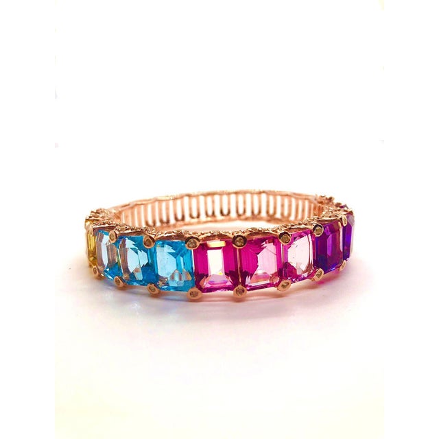 "Bochic ‘Capri’ Vintage Natural Amethyst & Blue Topaz Bangle In 18K Gold & Silve" For Sale In New York - Image 6 of 15