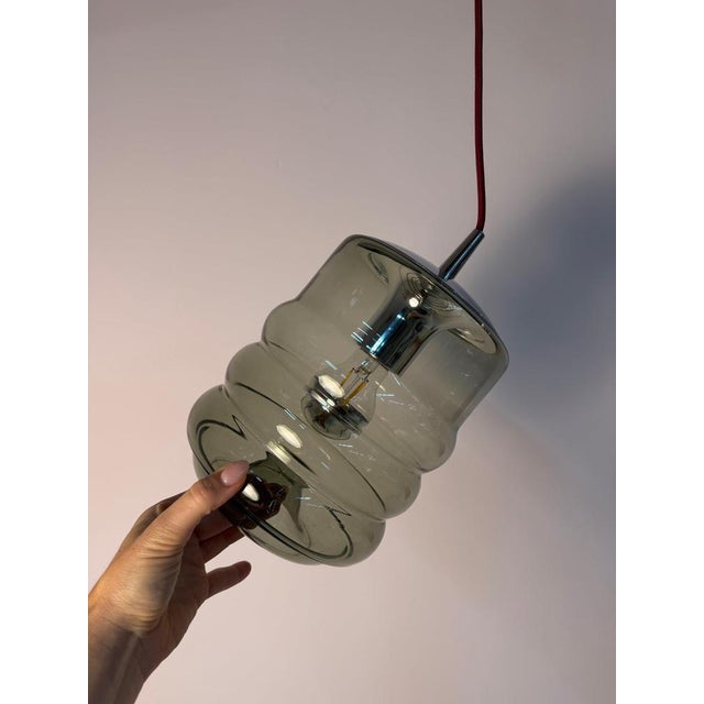 Hanging Lamp in Smoked Glass and Chrome from Peill & Putzler For Sale - Image 9 of 11