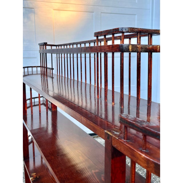 Vintage Folk Art Five Tiered Wood Shelf With Gallery Railing For Sale In Chicago - Image 6 of 8