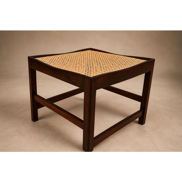 Pair of Brazilian Modern Stools in Rosewood, Cane, and Olive Mohair Cushions — Liceu De Artes, 1960s For Sale - Image 12 of 18
