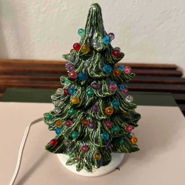 Ceramic Vintage Ceramic Light Up Christmas Tree, Marked ‘84 For Sale - Image 7 of 12