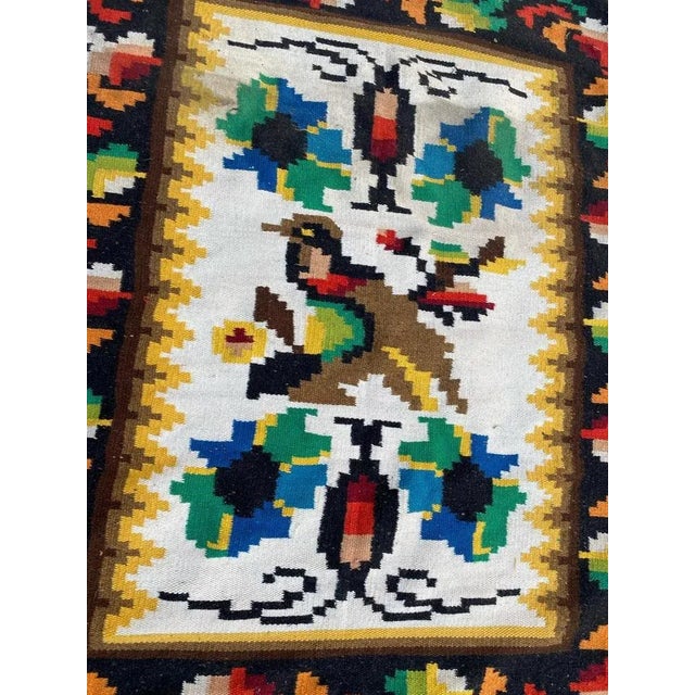 Nice mid century Navajo tapestry with a native design and beautiful colors, entirely hand woven with wool on cotton...