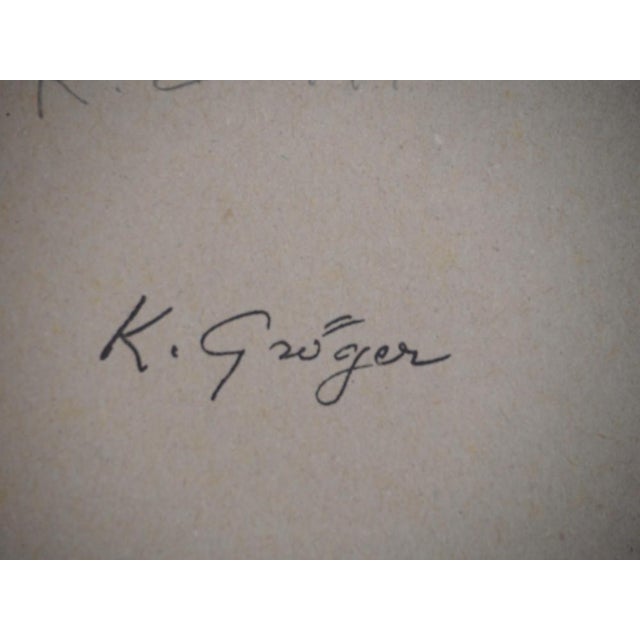 Kurt Groeger, Marseille, Woman at a Café Terrace Communing, Original Signed Watercolor For Sale - Image 10 of 11