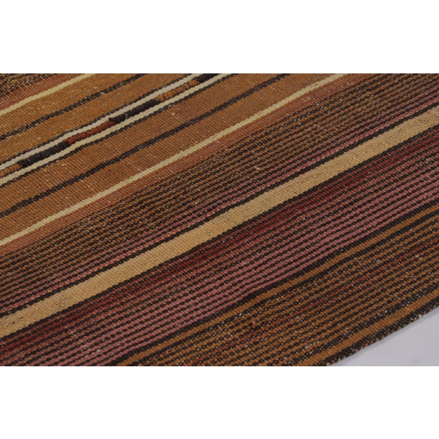 Tribal Vintage Persian Kilim, Tribal Gallery Runner in Rich Brown Stripes - Rug & Kilim For Sale - Image 3 of 8