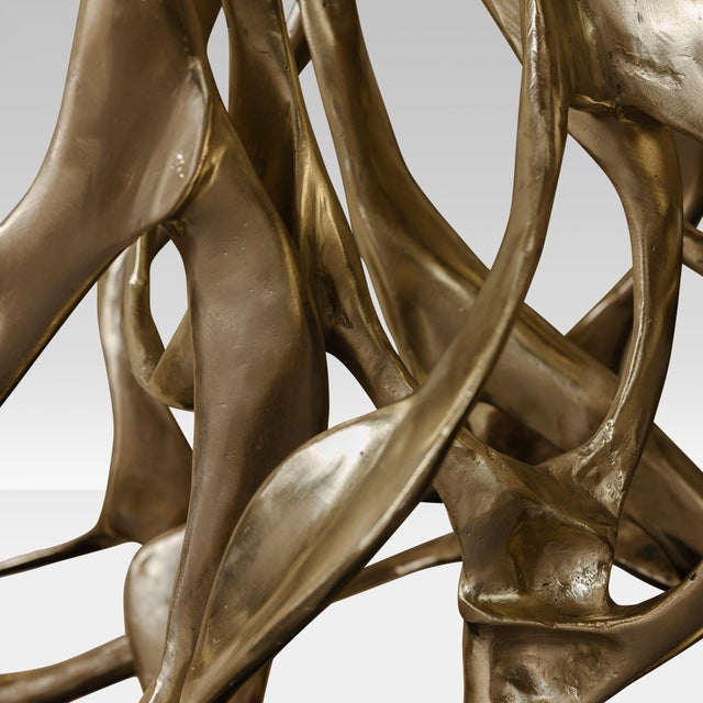 Unique sculptural console designed in the 1970s. Made of solid brass in perfect condition, vintage patina and new...