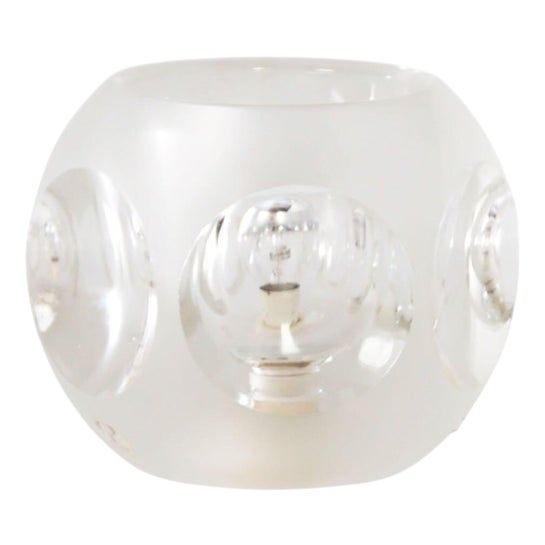 Ice Cube Table Lamp in Etched Crystal Glass from Peill & Putzler, Germany, 1980s For Sale