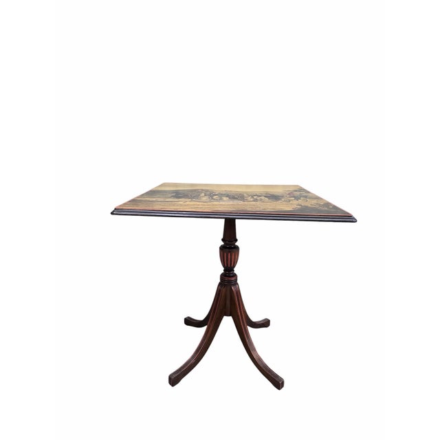 Brown Early 20th Century Ferguson Bros. Regency Revival Tilt-Top Table With Coaching Scene For Sale - Image 8 of 9