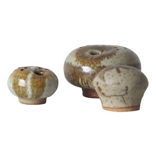 Vintage Danish Mushroom Studio Ceramics Vases by Erik Græser, 1960s, Set of 3 For Sale