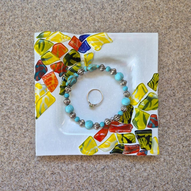 Mid 20th Century Mid-Mod Fused Art Glass Trinket Dish For Sale - Image 5 of 18