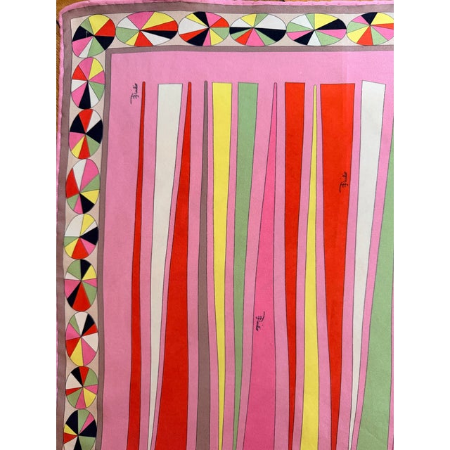Bright Pink Pucci Geometric Multicolor Silk Scarf 2000 For Sale - Image 8 of 12