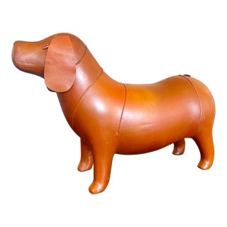 1970s Leather Dog Footstool in the Style of Dimitri Omersa For Sale