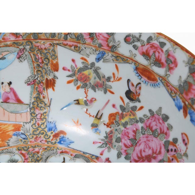 19th Century Chinese Export Rose Medallion Punch Bowl For Sale - Image 10 of 11