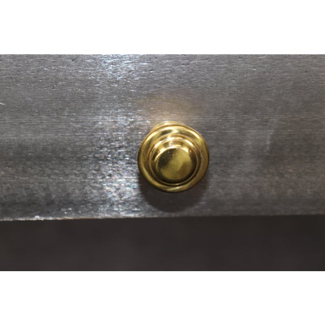 John Vesey Attributed Steel & Brass Two Teir Console W/ Black Glass For Sale - Image 9 of 13
