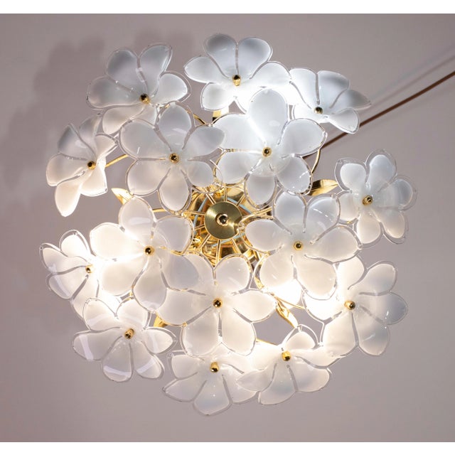 Murano Style Ceiling Light White Flowers, 1970 For Sale - Image 10 of 12