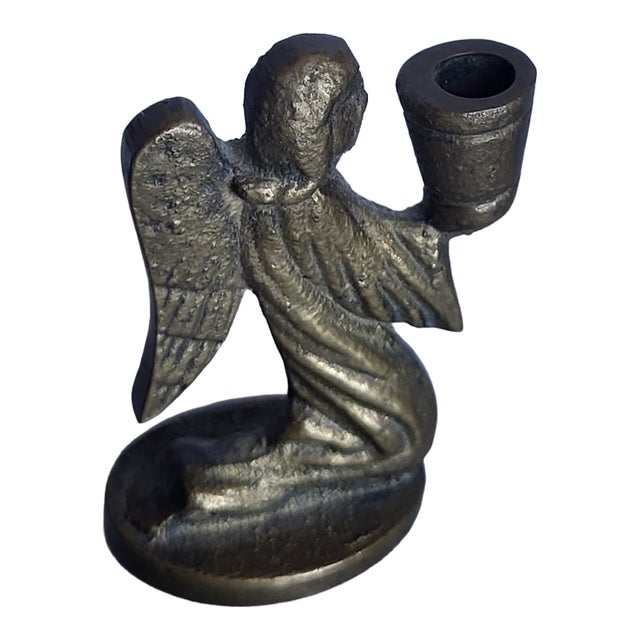 Mid Century Brass Kneeling Angel Miniature Candle Holder For Sale