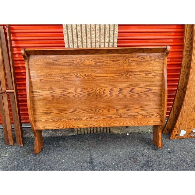 Keystone Sleigh Oak Queen Bed Frame For Sale - Image 11 of 17
