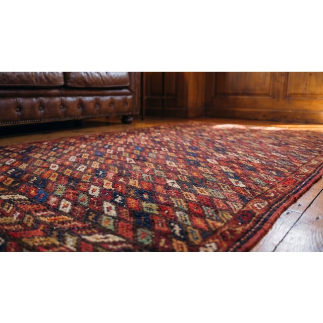 Textile 1930s Red Geometric Antique n.w. Persian Rug 3'4" X 5'7" Handknotted Wool Carpet For Sale - Image 7 of 9