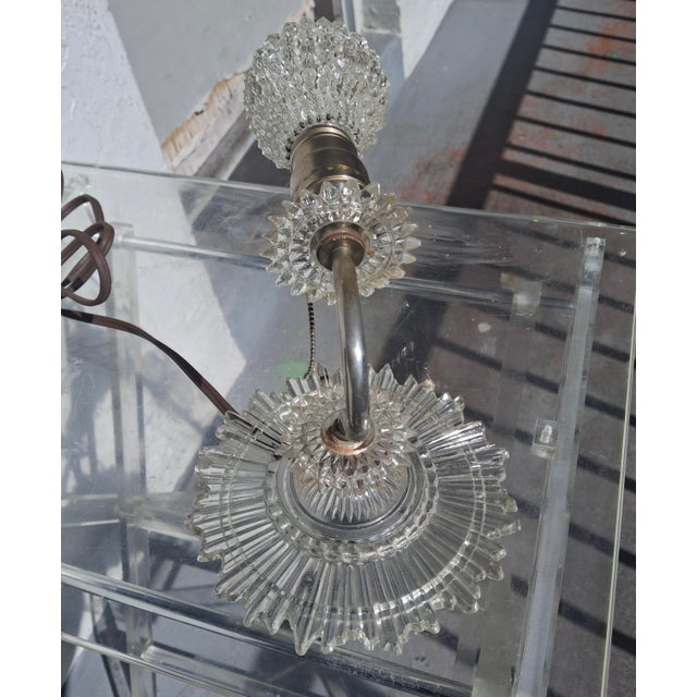 1920's Majestic Art Deco Art Glass Sunburst Wall Sconce With Cut Crystal Beaded Bulb Cover For Sale - Image 10 of 12