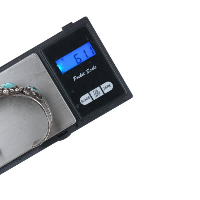 6 3/8" c1940's-50's Navajo Stamped silver bracelet with turquoise For Sale - Image 10 of 10