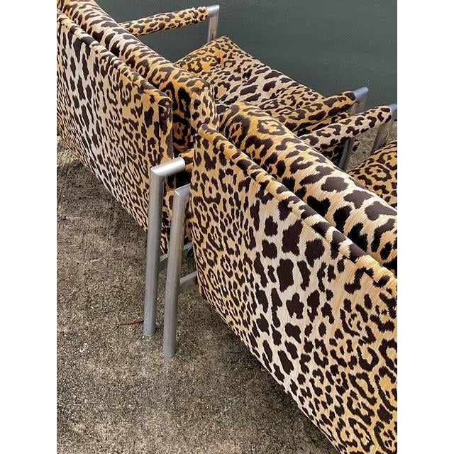 Vintage Brushed Chrome Leopard Lounge Chairs - A Pair For Sale - Image 13 of 13