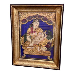 1900 Circa Tanjore Yashoda Krishna Painting Thanjavur Antique Indian India