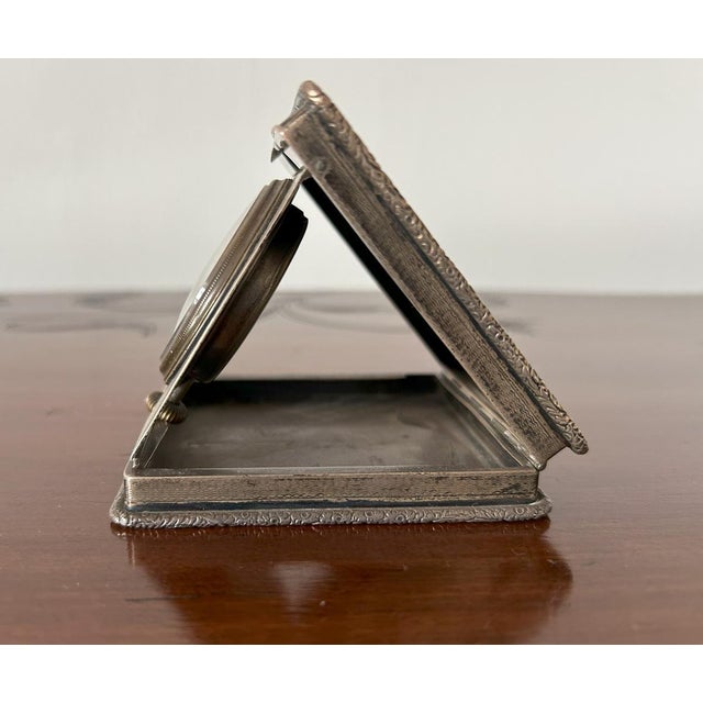 Art Deco Silver Table Clock from William Base & Sons, Birmingham, 1927 For Sale - Image 9 of 18